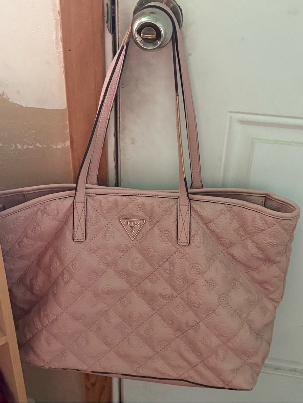 GUESS Blush Quilted Shoulder Tote